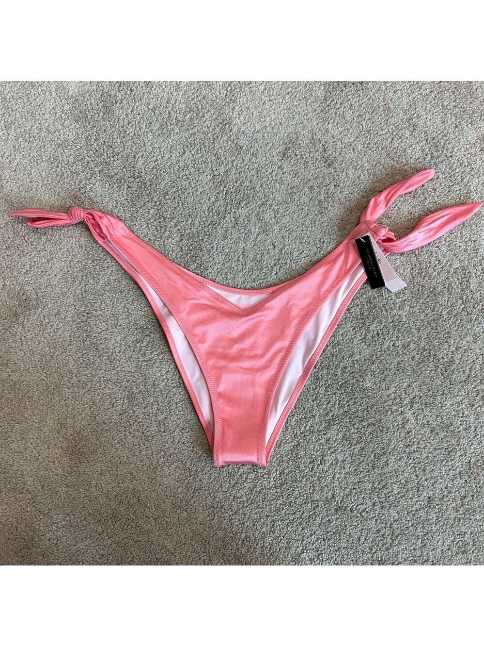 Victoria’s Secret coral pink side tie bikini bottoms Sz M NWT